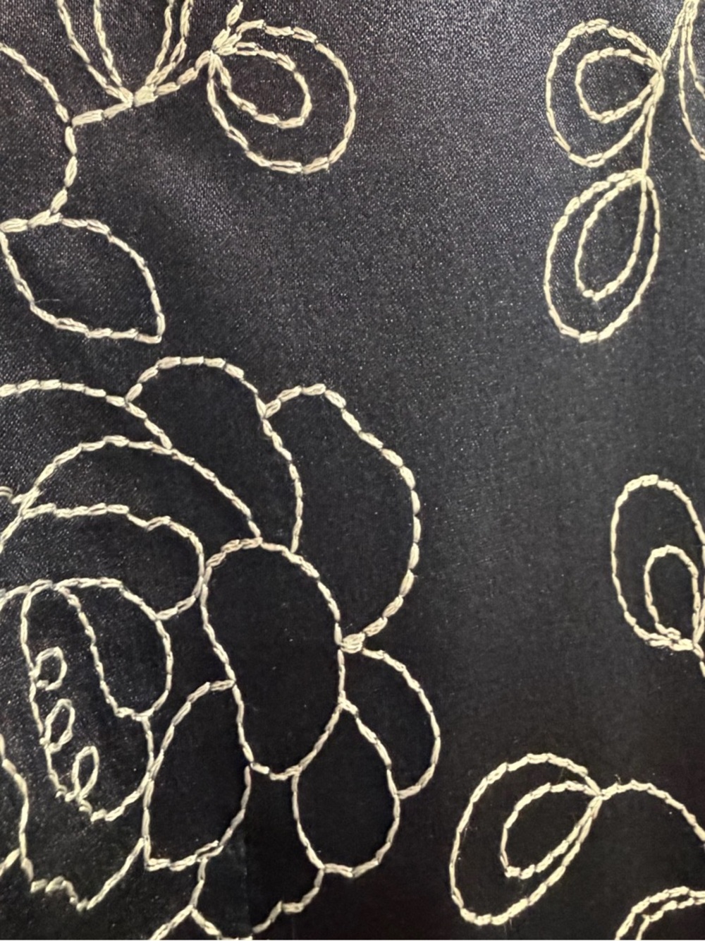 bebe Amanda Navy Floral Embroidered Stretch Silk Button-Down Shirt - Picture 7 of 11